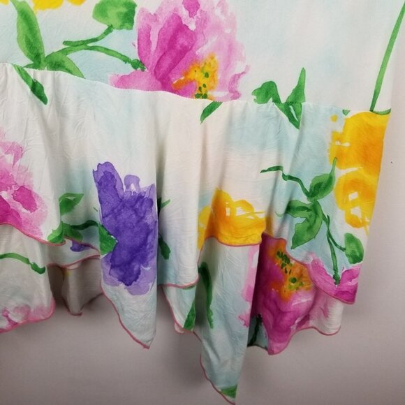 Jams World Small Sky Flower Midi Skirt Floral Handkerchief Hem‎ Spring Hawaii - Picture 9 of 11